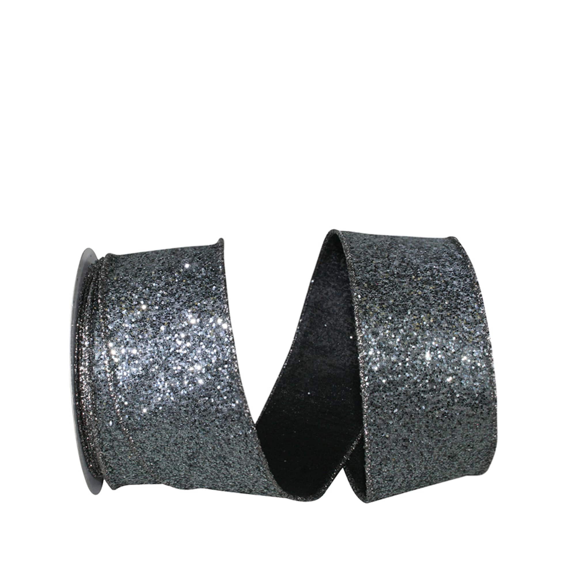 JAM Paper 2.5" x 10yd. Glitter Wired Sumptuous Sequin Silver Ribbon